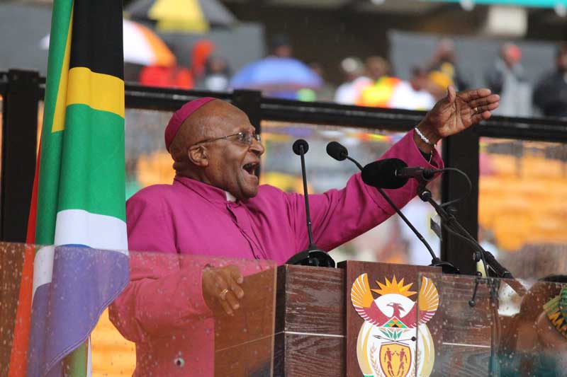 Archbishop Desmond Tutu gave a closing speech at the memorial service of former state president, Nelson Mandela